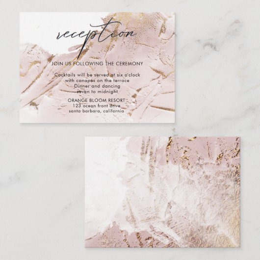 Carte D'accompagnement réception en or rose texturé faux-pli (Devant / Derrière)