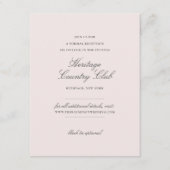 Carte D'accompagnement Réception et site Web Mariage rose pâle (Devant)