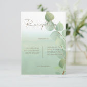 Carte D'accompagnement Réception Eucalyptus Laver Aquarelle Verte (Debout devant)