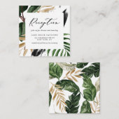 Carte D'accompagnement Réception Feuille Tropicale Faux Gold Foil Frame (Devant / Derrière)