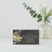 Carte D'accompagnement Réception Feuille Tropicale Gold et Black (Debout devant)