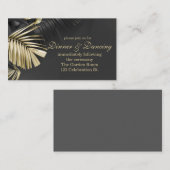 Carte D'accompagnement Réception Feuille Tropicale Gold et Black (Devant / Derrière)