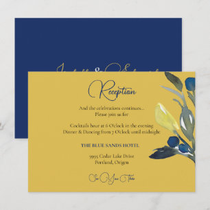 Carte D'accompagnement Réception florale à l'aquarelle élégante bleu mari