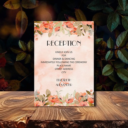 Carte D'accompagnement Réception Florale Aquarelle Chic