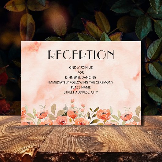 Carte D'accompagnement Réception Florale Aquarelle Chic
