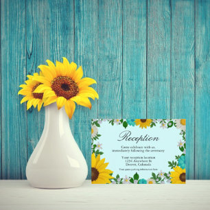 Carte D'accompagnement Réception Florale de Tournesol Rustique Marguerite