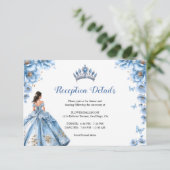 Carte D'accompagnement Réception Florale Dusty Blue Princess Quinceañera (Debout devant)