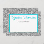 Carte D'accompagnement Réception glamour pailleté argent sarcelle (Devant / Derrière)