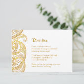 Carte D'accompagnement Réception Gold Paisley, Mariage indien traditionne (Debout devant)