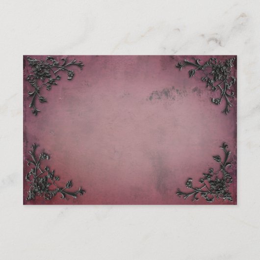 Carte D'accompagnement Réception gothique cœur à filigrane noir et bordea (Dos)