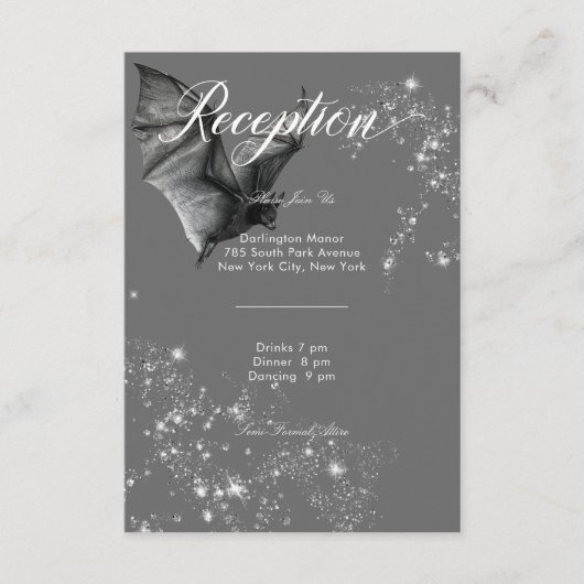 Carte D'accompagnement Réception Halloween Sombre chauve chauve-souris et (Devant)