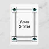 Carte D'accompagnement Réception mariage Art déco bleu (Devant)