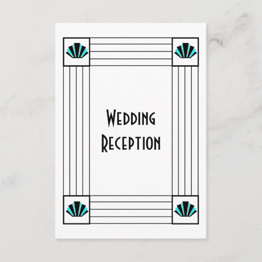 Carte D'accompagnement Réception mariage Art déco bleu (Devant)