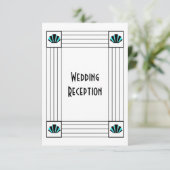 Carte D'accompagnement Réception mariage Art déco bleu (Debout devant)