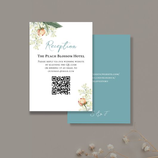 Carte D'accompagnement Réception mariage - Bleu Poche Code QR RSVP