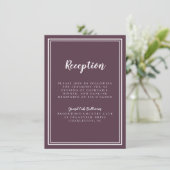 Carte D'accompagnement Réception Mariage classique violet blanc simple (Debout devant)