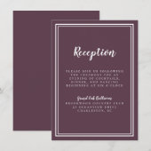 Carte D'accompagnement Réception Mariage classique violet blanc simple (Devant / Derrière)