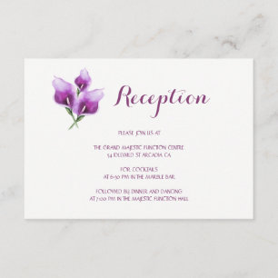 Carte D'accompagnement Réception Mariage Floral Violet Calla Lily