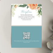 Carte D'accompagnement Réception Mariage Pêche Floral QR Code
