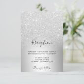 Carte D'accompagnement Réception métallisée ombrée de paillettes d'argent (Debout devant)