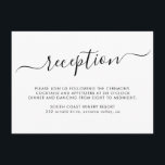 Carte D'accompagnement Réception minimaliste Élégante De Mariage Script<br><div class="desc">Élégant Script Lettré À La Main Simple Minimaliste Simple Carte De Réception De Mariage Noir et Blanc.</div>