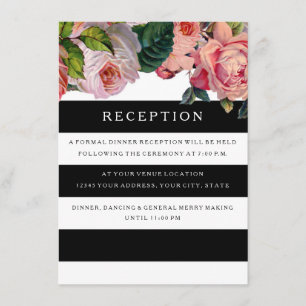 Carte D'accompagnement Réception moderne chic large rayures avec Rose Vin