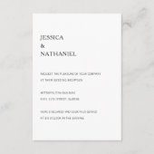 Carte D'accompagnement Réception moderne noir et blanc Mariage simple (Devant)
