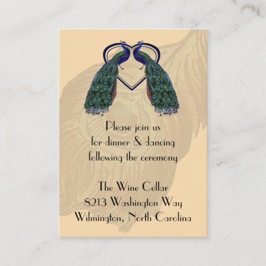 Carte D'accompagnement Réception Peacock vintage (Devant)