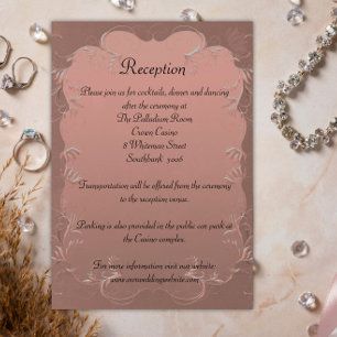 Carte D'accompagnement Réception rose Gold Elegant Mariage damassé