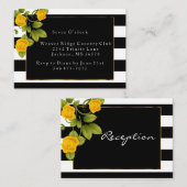 Carte D'accompagnement Réception - Roses jaunes sur les rayures noir et b (Devant / Derrière)