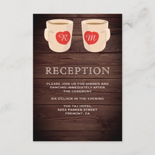 Carte D'accompagnement Réception Rustique Bois Cute Café Mugs (Devant)