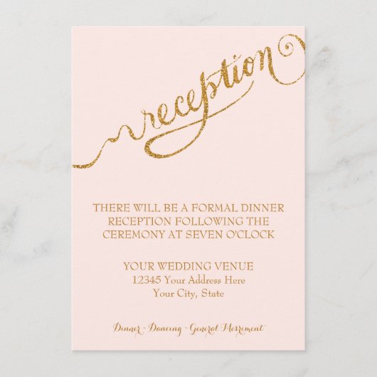 Carte D'accompagnement Réception Script Forever in Love Gold Parties scin (Devant)