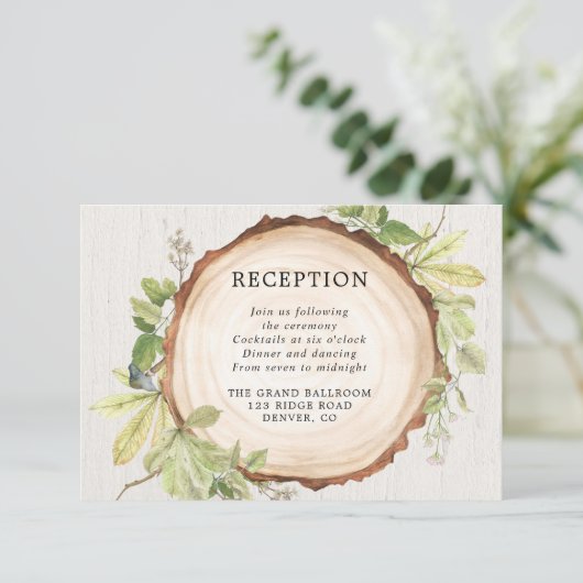 Carte D'accompagnement Réception sur le thème de la forêt extérieure rust (Debout devant)