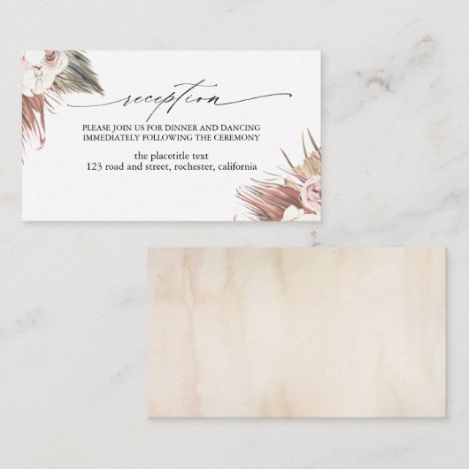 Carte D'accompagnement Réception Tropical Foliage Séché (Devant / Derrière)