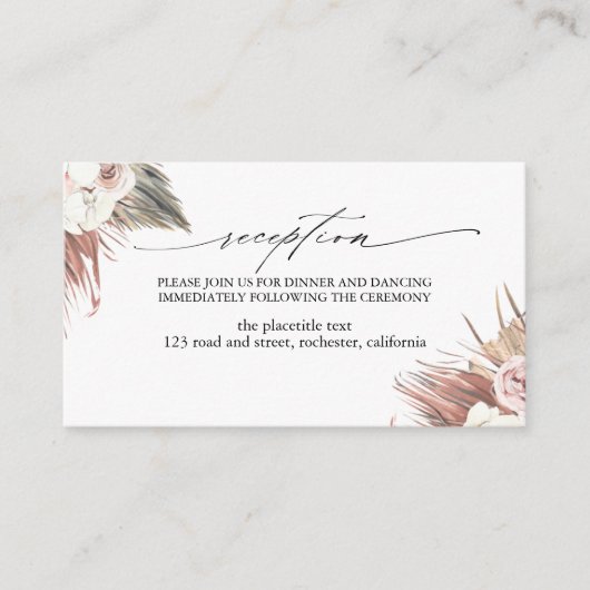 Carte D'accompagnement Réception Tropical Foliage Séché (Devant)