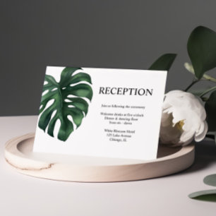 Carte D'accompagnement Réception Tropical Palm Green Leaf