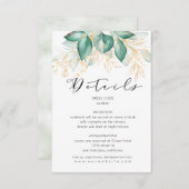 Carte D'accompagnement réception verdoyante en or vert poussiéreux eucaly (Devant / Derrière)