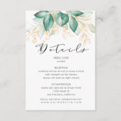 Carte D'accompagnement réception verdoyante en or vert poussiéreux eucaly (Devant)