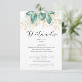 Carte D'accompagnement réception verdoyante en or vert poussiéreux eucaly (Debout devant)