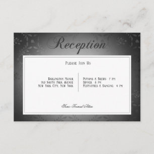 Carte D'accompagnement Réception vintage Dark Gothic Black Mariage damass