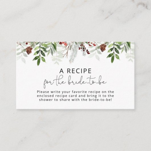 Carte D'accompagnement Recette à feuillage persistant hivernale pour la m (Devant)