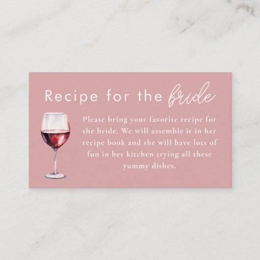Carte D'accompagnement Recette à thème pour la Fête des mariées mariée (Devant)
