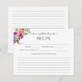 Carte D'accompagnement Recette Aquarelle Rose De Ma Cuisine à La Vôtre (Devant / Derrière)