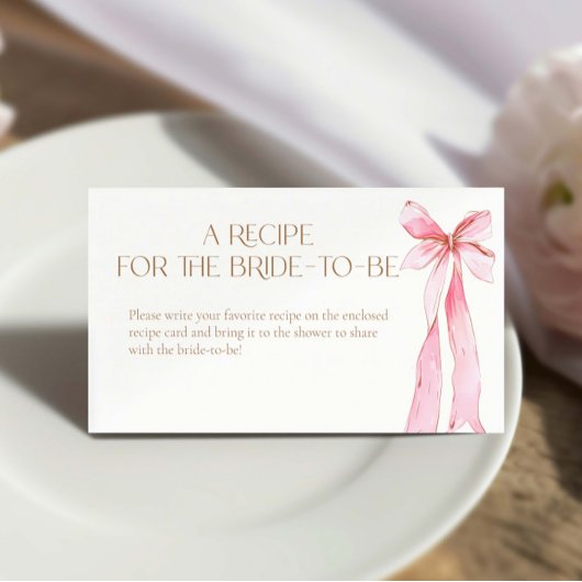 Carte D'accompagnement Recette Bow rose pour que la mariée soit