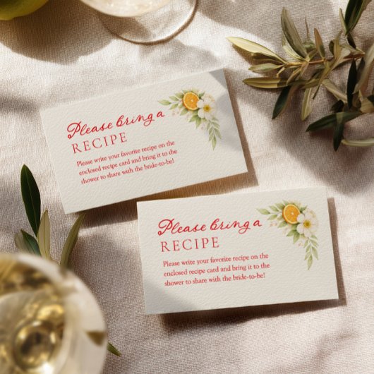 Carte D'accompagnement Recette de Baby Shower Aperol