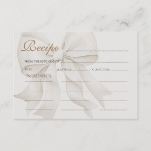 Carte D'accompagnement Recette de Baby Shower Bow Neutral