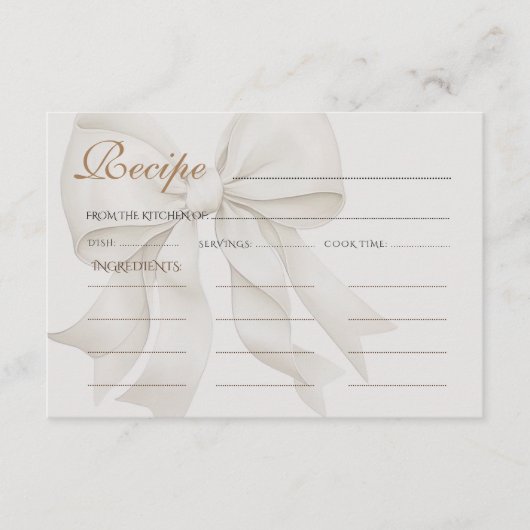 Carte D'accompagnement Recette de Baby Shower Bow Neutral (Devant)