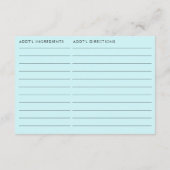 Carte D'accompagnement Recette de Baby Shower Double Face Bleu Canard et  (Dos)