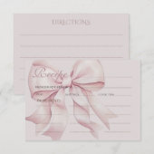 Carte D'accompagnement Recette de Baby Shower Mariage Ruban Rose (Devant / Derrière)