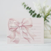 Carte D'accompagnement Recette de Baby Shower Mariage Ruban Rose (Debout devant)